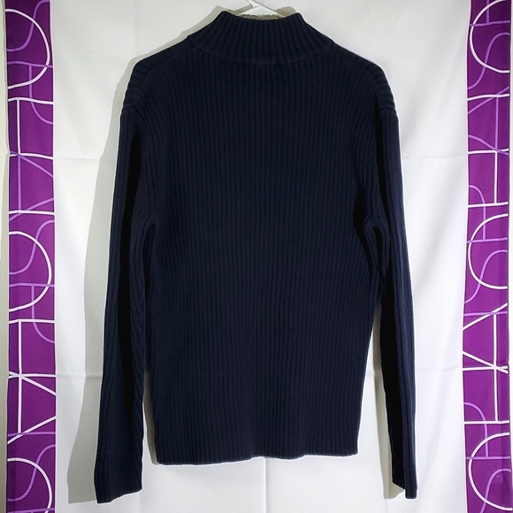 Grayson & Dunn Dark Navy Blue 100% Cotton Ribbed Knit Long Sleeve Sweater - L - Picture 8 of 14